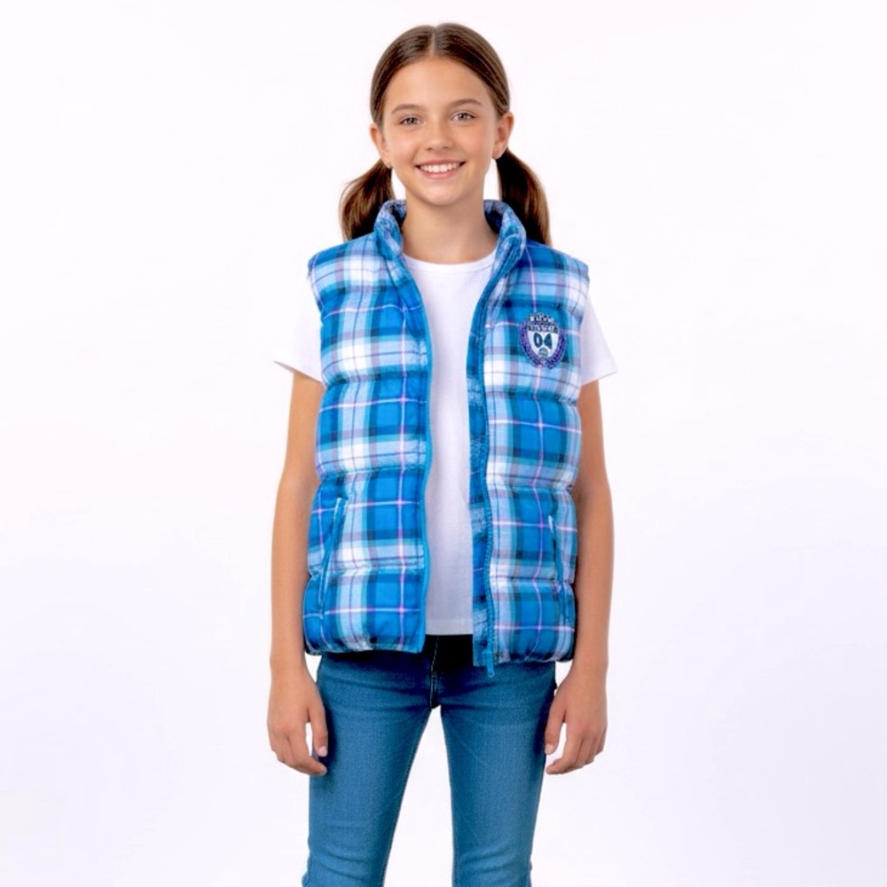 JUSTICE Girls plaid zip up vest